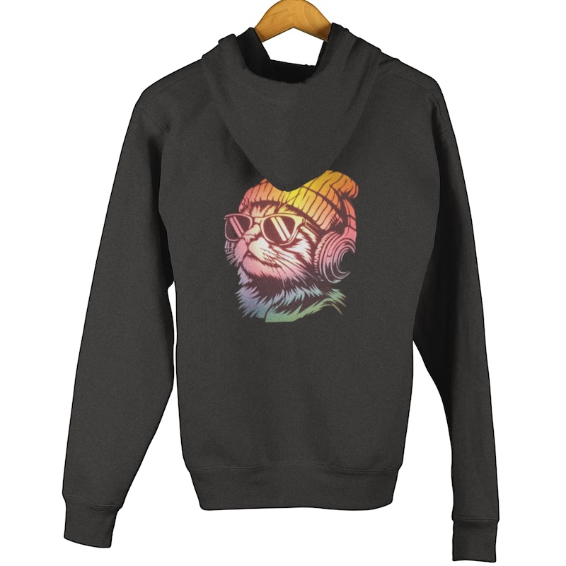 Elo, The ColorCat – ZIP-Hoodie, beidseitiger Druck, unisex, schwarz – Bild 4