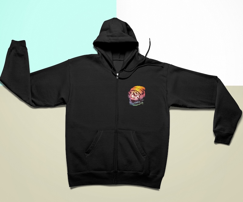 Elo, The ColorCat – ZIP-Hoodie, beidseitiger Druck, unisex, schwarz – Bild 5